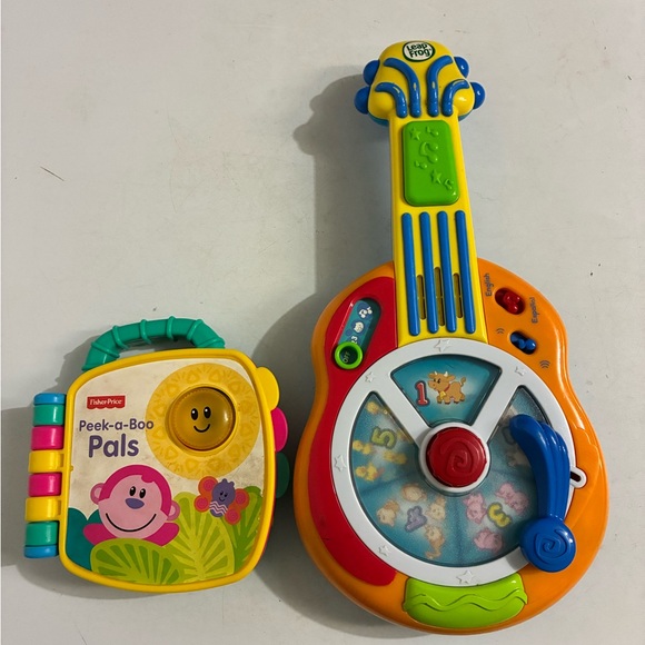Fisher-Price Colorful Peek-a-Boo Pals and Musical Guitar Set - Picture 1 of 13
